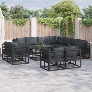 vidaXL, VidaXL - Garten-sofa aluminium, One Size, Schwarz