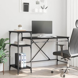 vidaXL, vidaXL Schreibtisch Schwarz Eichen-Optik 135 x 50 x 90 cm