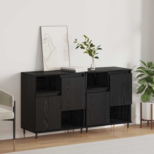 vidaXL, vidaXL Sideboards 2 pcs Schwarz Eichen-Optik