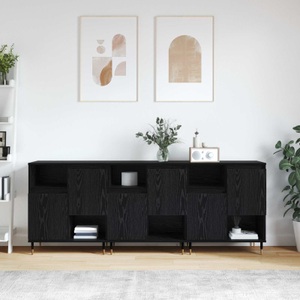 vidaXL, vidaXL Sideboards 3 pcs Schwarz Eichen-Optik