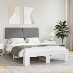 vidaXL, vidaXL Bettgestell mit gepolstertem Kopfteil Hellgrau 160 x 200 cm