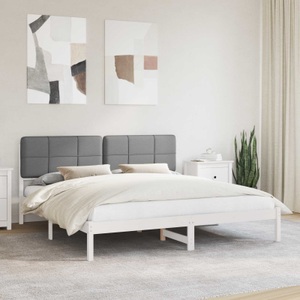 vidaXL, vidaXL Bettgestell mit gepolstertem Kopfteil Hellgrau 120 x 200 cm