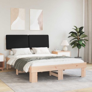 vidaXL, vidaXL Bettgestell mit gepolstertem Kopfteil Schwarz 140 x 190 cm