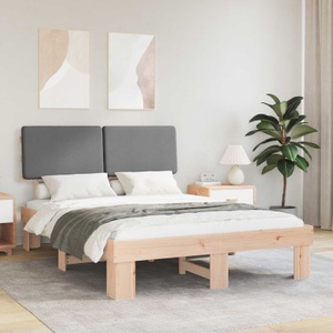 vidaXL, vidaXL Bettgestell mit gepolstertem Kopfteil Hellgrau 135 x 190 cm