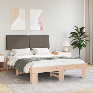 vidaXL, vidaXL Bettgestell mit gepolstertem Kopfteil Taupe 135 x 190 cm