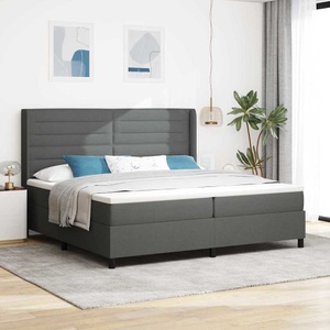 vidaXL, vidaXL Boxspringbett mit Matratze Dunkelgrau 200 x 200 cm Stoff