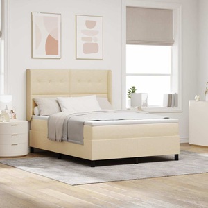 vidaXL, vidaXL Boxspringbett mit Kissen mit Kopfteil Creme 190 x 140 cm Stoff