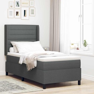 vidaXL, vidaXL Boxspringbett mit Matratze Dunkelgrau 200 x 90 cm Stoff