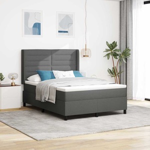 vidaXL, vidaXL Boxspringbett mit Matratze Dunkelgrau 190 x 140 cm Stoff