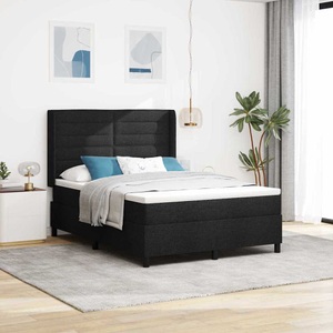 vidaXL, vidaXL Boxspringbett mit Matratze Schwarz 190 x 140 cm Stoff