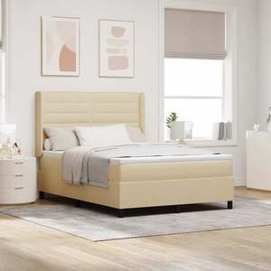 vidaXL, vidaXL Boxspringbett mit Matratze Creme 190 x 140 cm Stoff