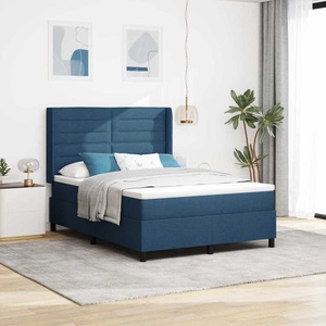 vidaXL, vidaXL Boxspringbett mit Matratze mit Kopfteil Blau 190 x 140 cm Stoff