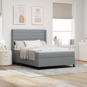 vidaXL, vidaXL Boxspringbett mit Matratze Hellgrau 200 x 160 cm Stoff