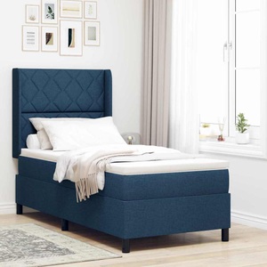 vidaXL, vidaXL Boxspringbett mit Kopfteil Blau 200 x 100 cm Stoff