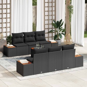 vidaXL, VidaXL - Garten-sofa-set poly-rattan, One Size, Schwarz