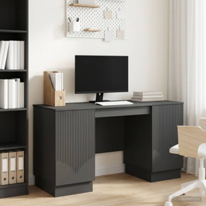 vidaXL, vidaXL Schreibtisch mit Regal Schwarz 142,5 x 50 x 75 cm Holzwerkstoff