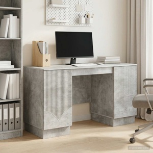 vidaXL, vidaXL Schreibtisch mit Tür Betongrau 142,5 x 50 x 75 cm Holzwerkstoff