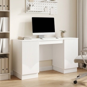 vidaXL, vidaXL Schreibtisch Hochglanz Weiß 142,5 x 50 x 75 cm Holzwerkstoff
