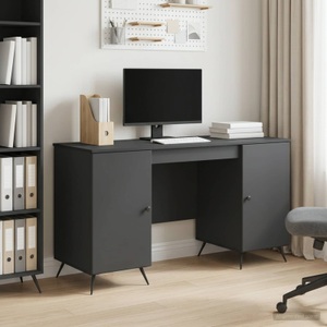vidaXL, vidaXL Schreibtisch mit Regal Schwarz 142,5 x 50 x 75 cm Holzwerkstoff