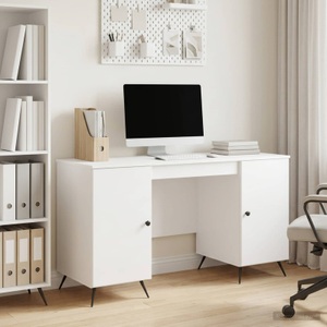 vidaXL, vidaXL Schreibtisch Hochglanz Weiß 142,5 x 50 x 75 cm Holzwerkstoff