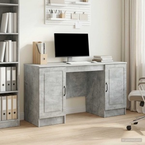 vidaXL, vidaXL Schreibtisch mit Tür Betongrau 142,5 x 50 x 75 cm Holzwerkstoff