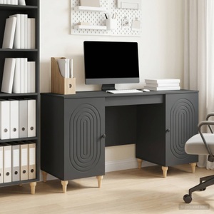 vidaXL, vidaXL Schreibtisch mit Regal Schwarz 142,5 x 50 x 75 cm Holzwerkstoff