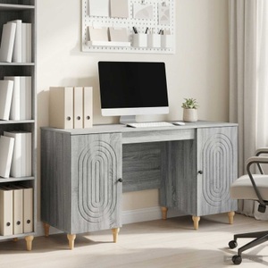 vidaXL, vidaXL Schreibtisch Graues Sonoma 142,5 x 50 x 75 cm Holzwerkstoff