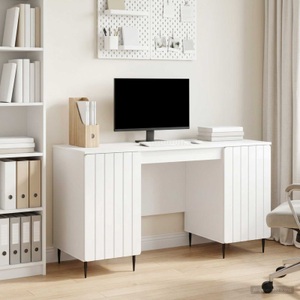 vidaXL, vidaXL Schreibtisch Hochglanz Weiß 142,5 x 50 x 75 cm Holzwerkstoff