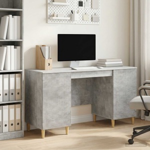 vidaXL, vidaXL Schreibtisch mit Tür Betongrau 142,5 x 50 x 75 cm Holzwerkstoff