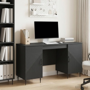 vidaXL, vidaXL Schreibtisch mit Regal Schwarz 142,5 x 50 x 75 cm Holzwerkstoff