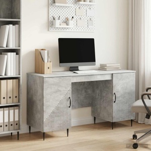 vidaXL, vidaXL Schreibtisch mit Tür Betongrau 142,5 x 50 x 75 cm Holzwerkstoff