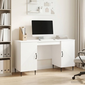 vidaXL, vidaXL Schreibtisch Hochglanz Weiß 142,5 x 50 x 75 cm Holzwerkstoff