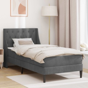 vidaXL, vidaXL Bettgestell mit Matratze Dunkelgrau 90 x 200 cm Samt