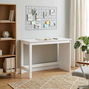 vidaXL, vidaXL Schreibtisch Weiß 112 x 50 x 75 cm Massivholz Kiefer