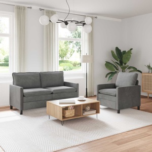 vidaXL, vidaXL Sofa Set 2 pcs Dunkelgrau Samt