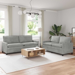 vidaXL, vidaXL Sofa Set 2 pcs Hellgrau Samt