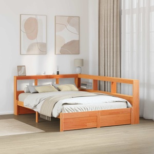 vidaXL, vidaXL Bücherregal-Bett mit Kopfteil 2 pcs Wachsbraun 200 x 140 cm