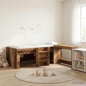 vidaXL, vidaXL Hochbett mit Schreibtisch für Kinder 2 Stk. Altholz