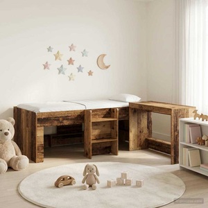 vidaXL, vidaXL Hochbett mit Schreibtisch für Kinder 2 Stk. Altholz