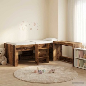 vidaXL, vidaXL Hochbett mit Schreibtisch für Kinder 2 Stk. Altholz