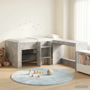 vidaXL, vidaXL Hochbett mit Schreibtisch für Kinder 2 Stk. Betongrau