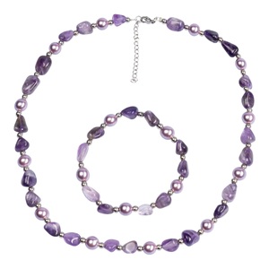 Schmuck Design BY EMMA, Perlenschmuck-Set ?Amethyst?, 2-teilig