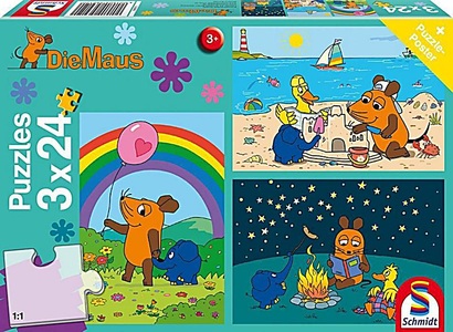 undefined, Die Maus, Gute Freunde (Kinderpuzzle), Schmidt Spiele - Gute Freunde, 3x24 Teile