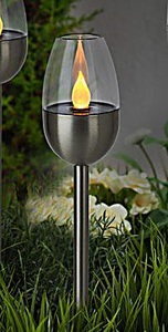 undefined, Solar Gartenfackel Edelstahl 38 cm, FS-STAR, Unsere Neuheiten, FS-STAR Solar Gartenfackel Edelstahl H 38cm, Produkte & Wohnen