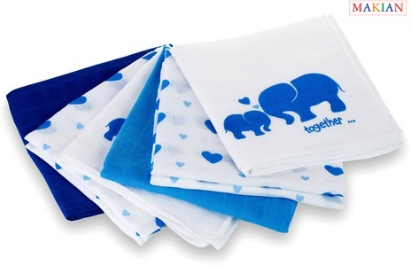 Makian, Makian Mullwindeln Elefant blau, Makian Mullwindeln Elefant blau