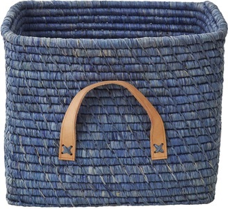rice, Rice kleiner Raffia-Korb mit Leder-Griffen, Rice kleiner Raffia-Korb mit Leder-Griffen