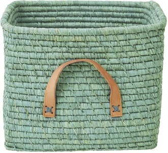 rice, Rice kleiner Raffia-Korb mit Leder-Griffen, Rice kleiner Raffia-Korb mit Leder-Griffen