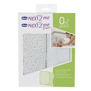 CHICCO, Chicco Spannbettlaken Next2Me, CHICCO® 2 Spannbettlaken für Babybett Next2Me hellgrau