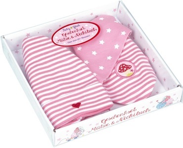 Die Spiegelburg, Die Spiegelburg Geschenkset BABYGLÜCK MÄDCHEN 2er-Pack in rosa, Die Spiegelburg BabyGlück Geschenkset aus Mütze & Nickituch