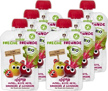 Freche Freunde, erdbär Freche Freunde 100% Obst & Gemüse Quetschies, erdbär Freche Freunde 100% Obst & Gemüse Quetschies Bio